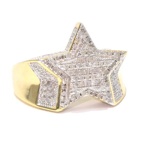 0.50ct Diamond Iced Out Sterling .925 Star Ring